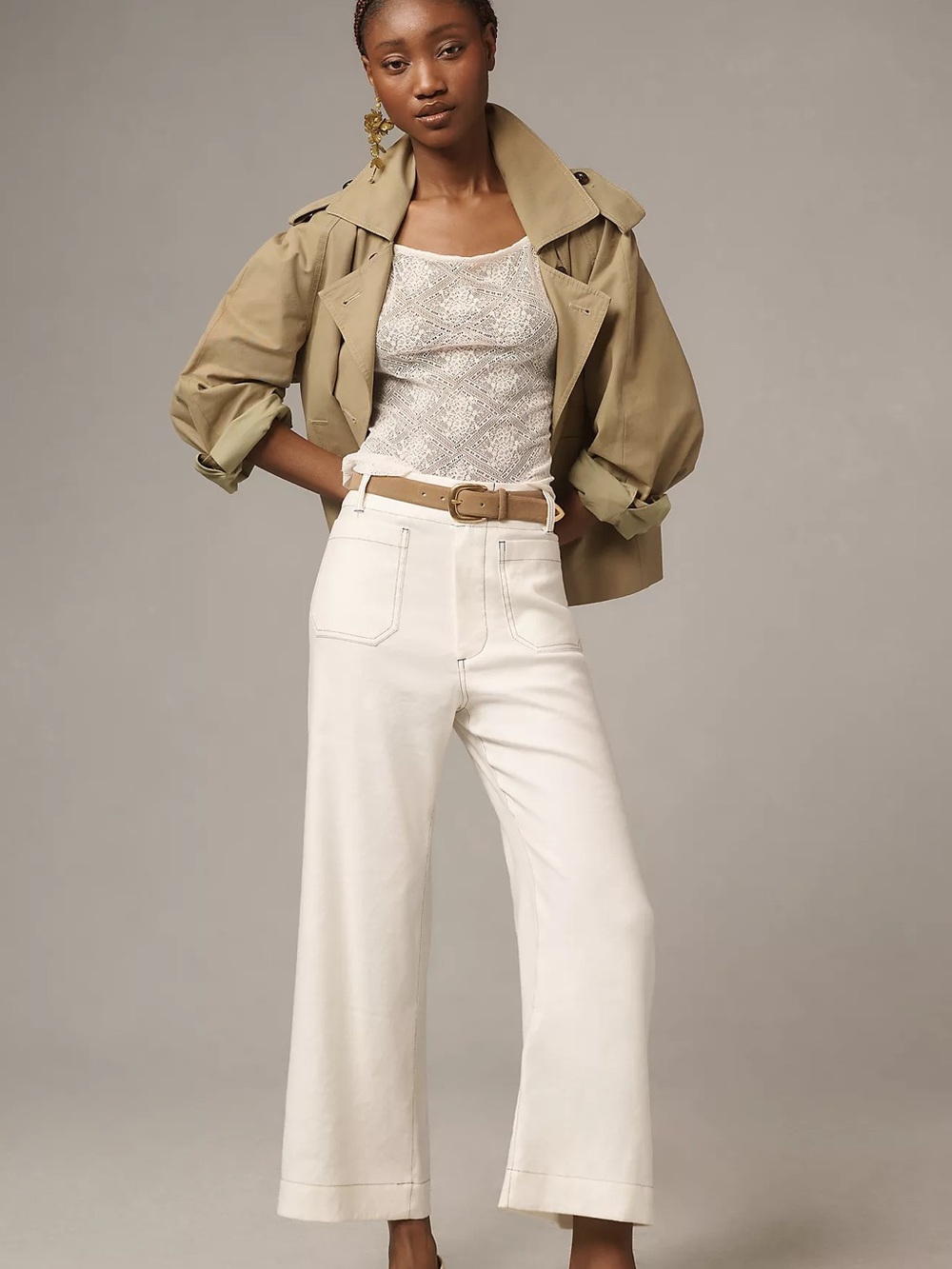 Anthropologie Maeve The Colette Linen Blend Crop Wide Leg Pants